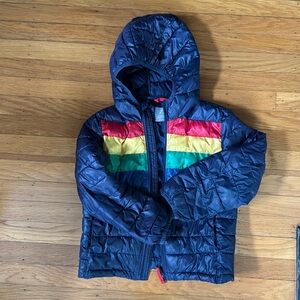 Primary Kids puffer jacket in rainbow stripe 🌈